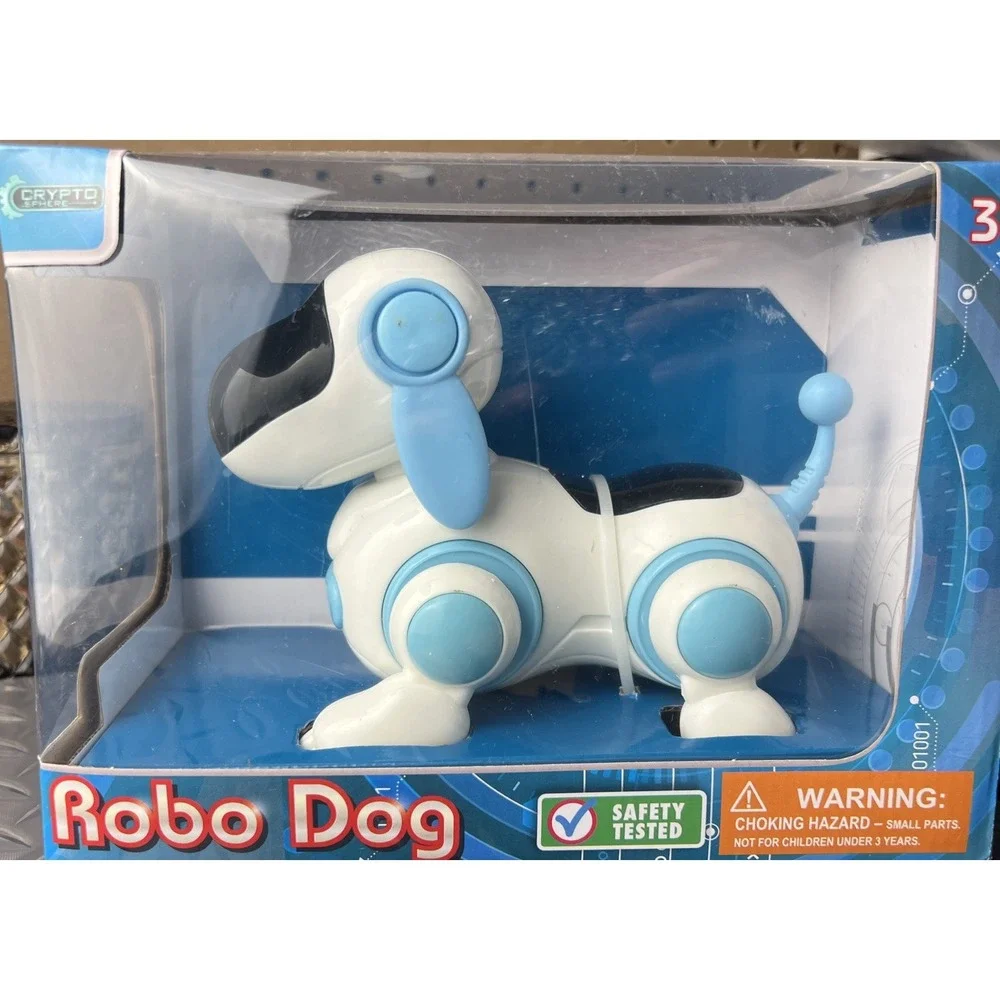 *NEW in Box ROBO DOG Robot Toy - Blue and White - it Walks and Eyes Light up !